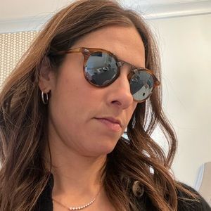 Krawec St. Louis Round Polarized Sunglasses, Blue/Brown Tortoise